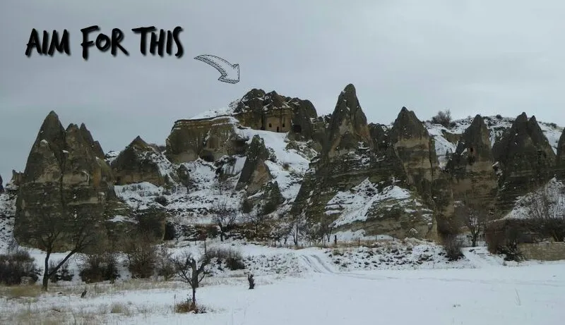 A Snowy Geocache Hide in Cappadocia's Cave Country