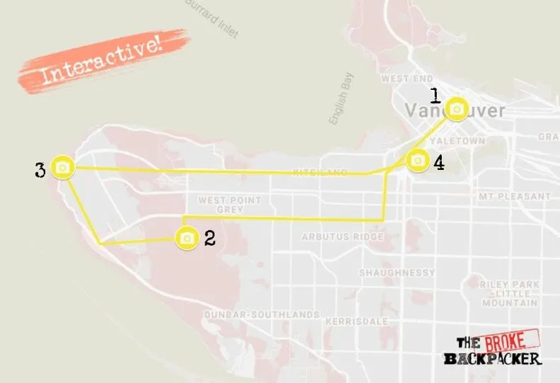 Vancouver Itinerary Map Day 2