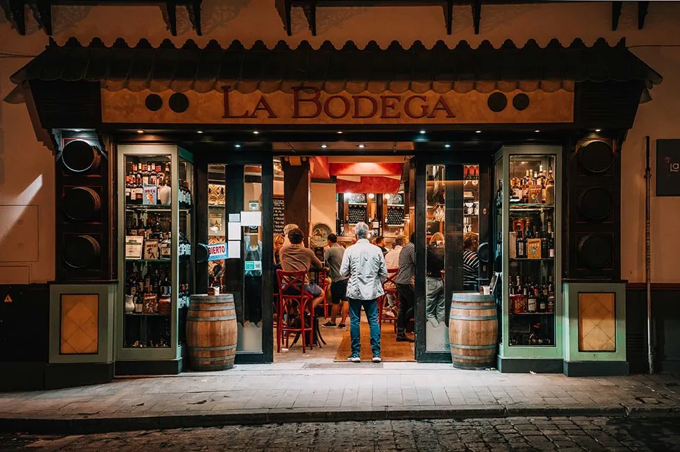 A bar at night in Spain