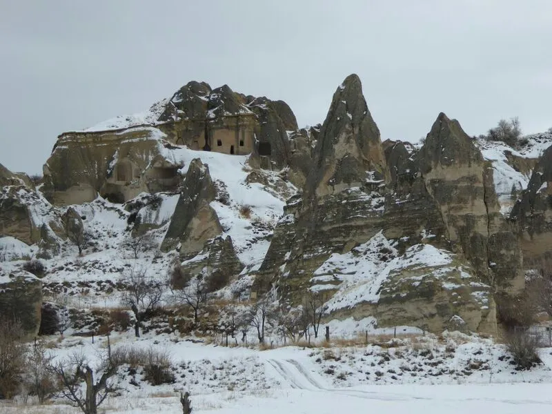 A Snowy Geocache Hide in Cappadocia's Cave Country