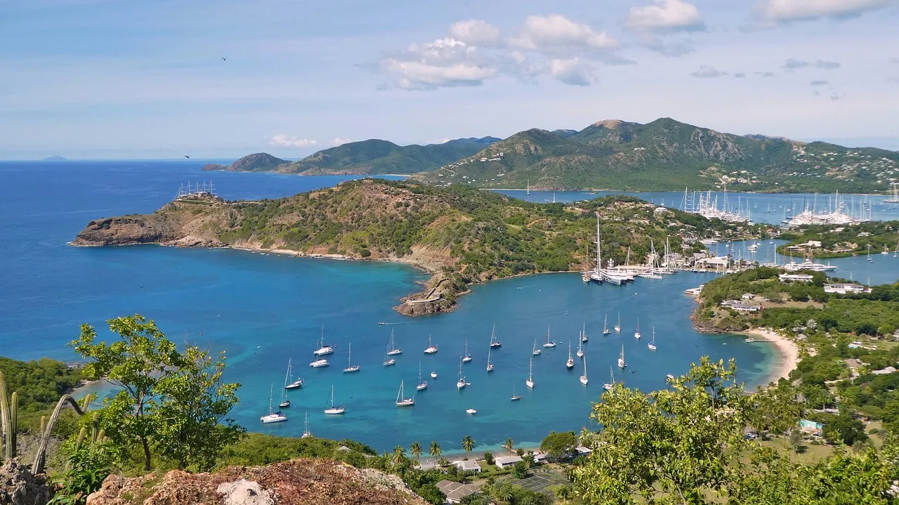 Antigua bay with lots of boats