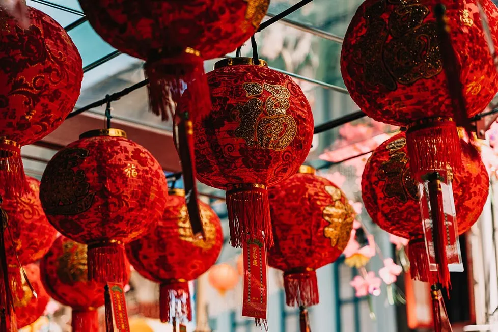 Rode lantaarns in Chinatown