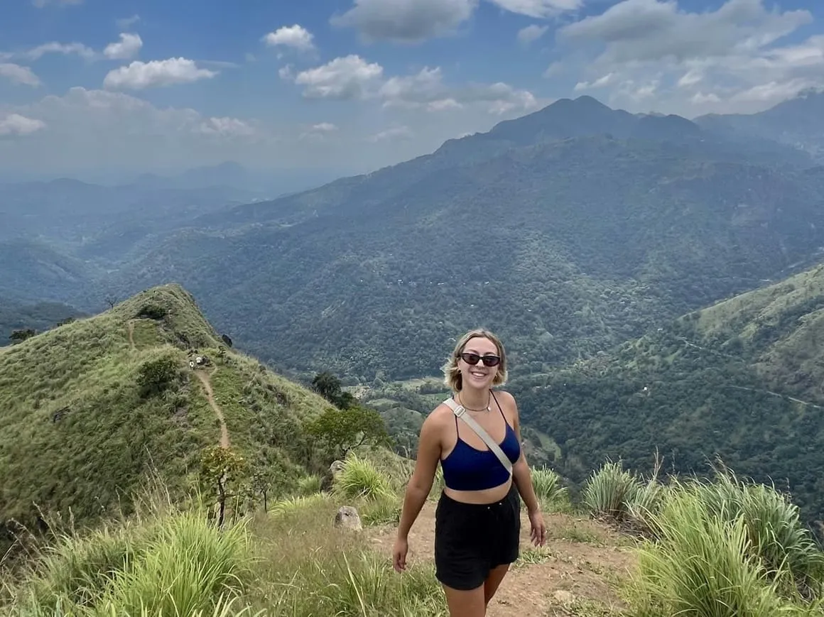 sri lanka ella rock little adams peak hike girl in the mountain