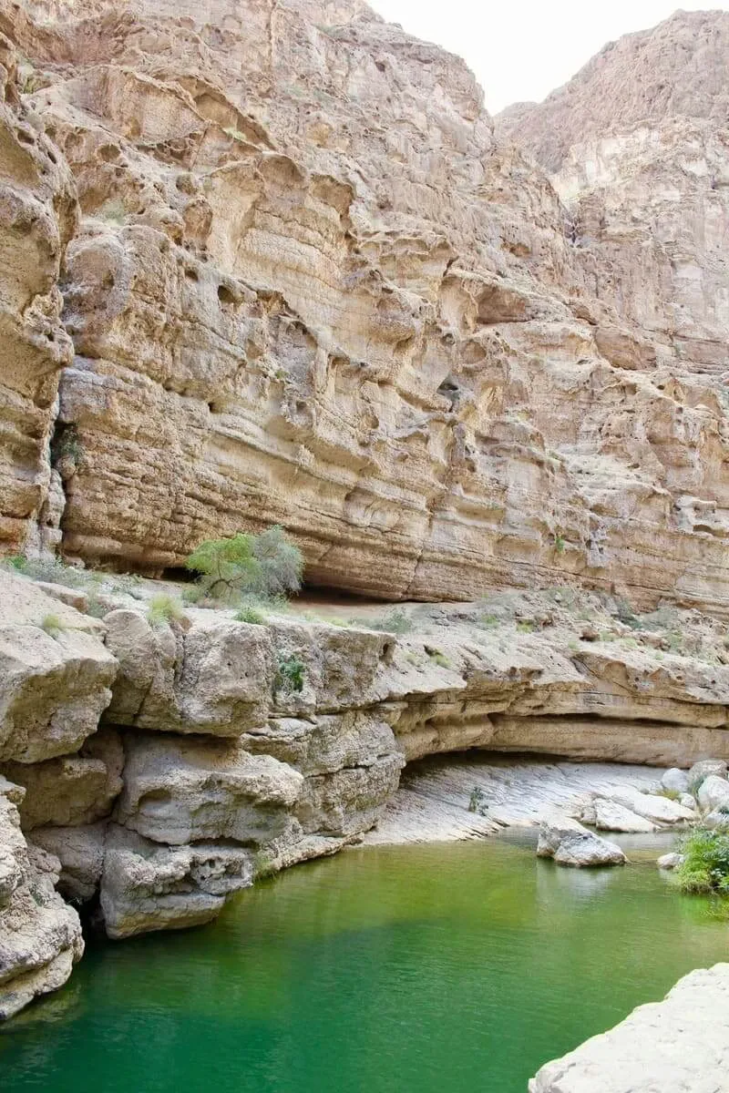 Wadi Shawka green pools in Dubai in the Middle East