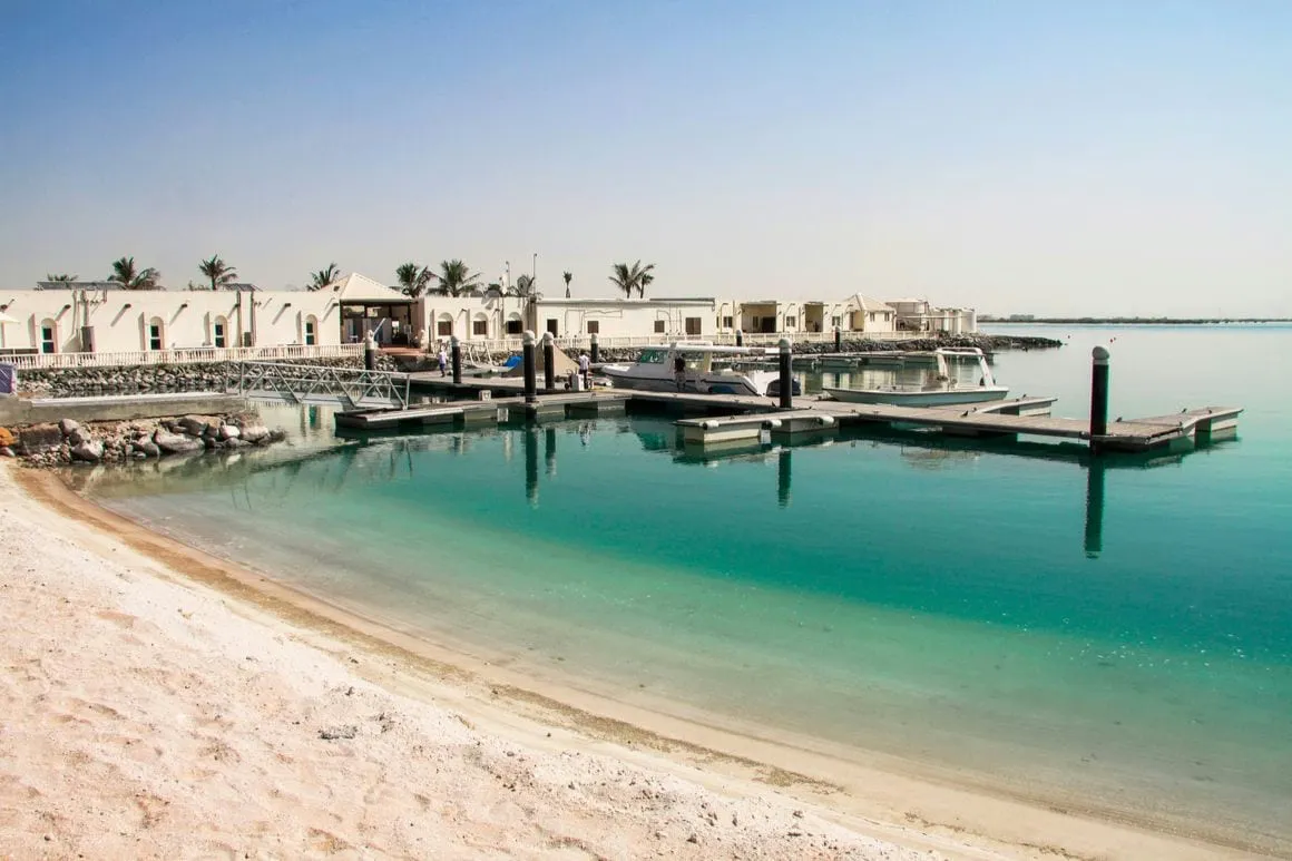 Clean blue water in the marina at Saadiyat island