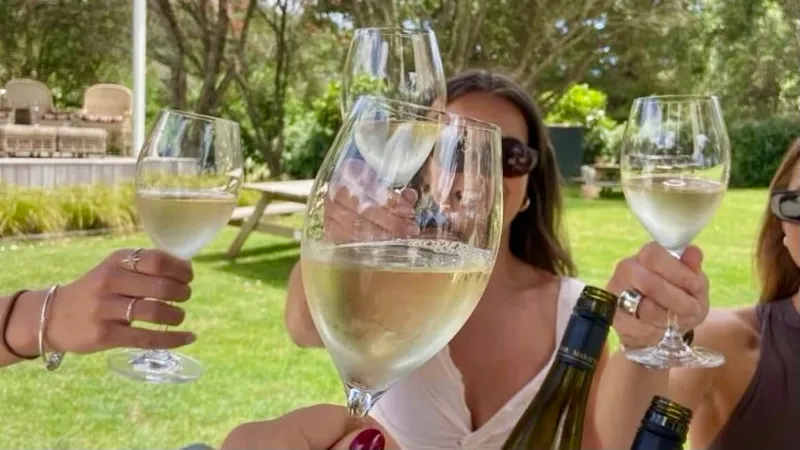 cheering white wine glasses