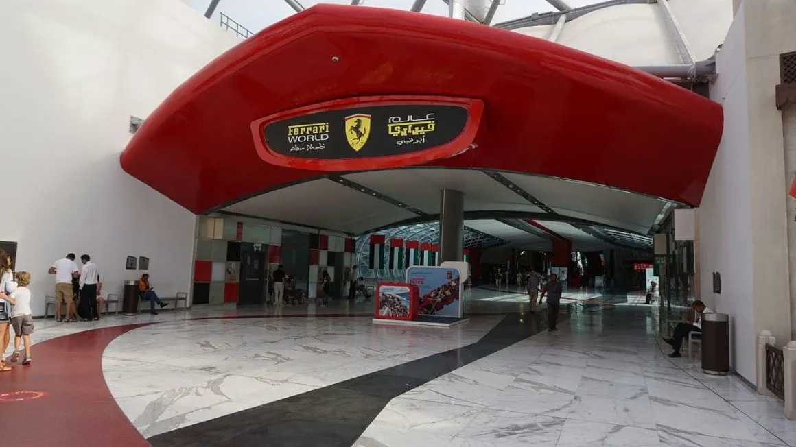 The entrance to Ferrari world on Yas Island Abu Dhabi