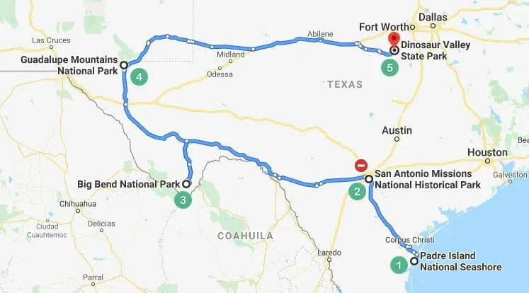 Texas Route 2 Map