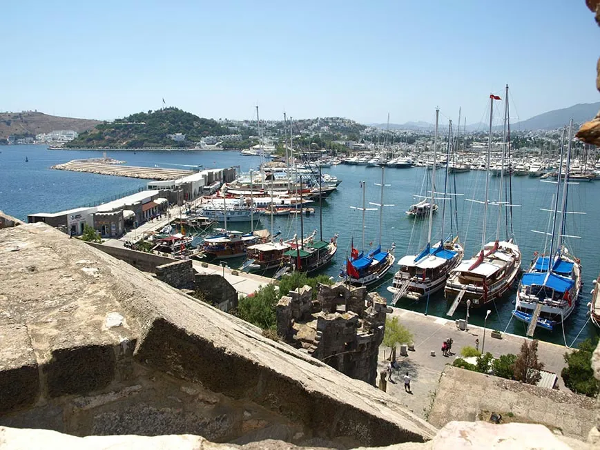 Boats in the harbour seen from Bodrum Castle